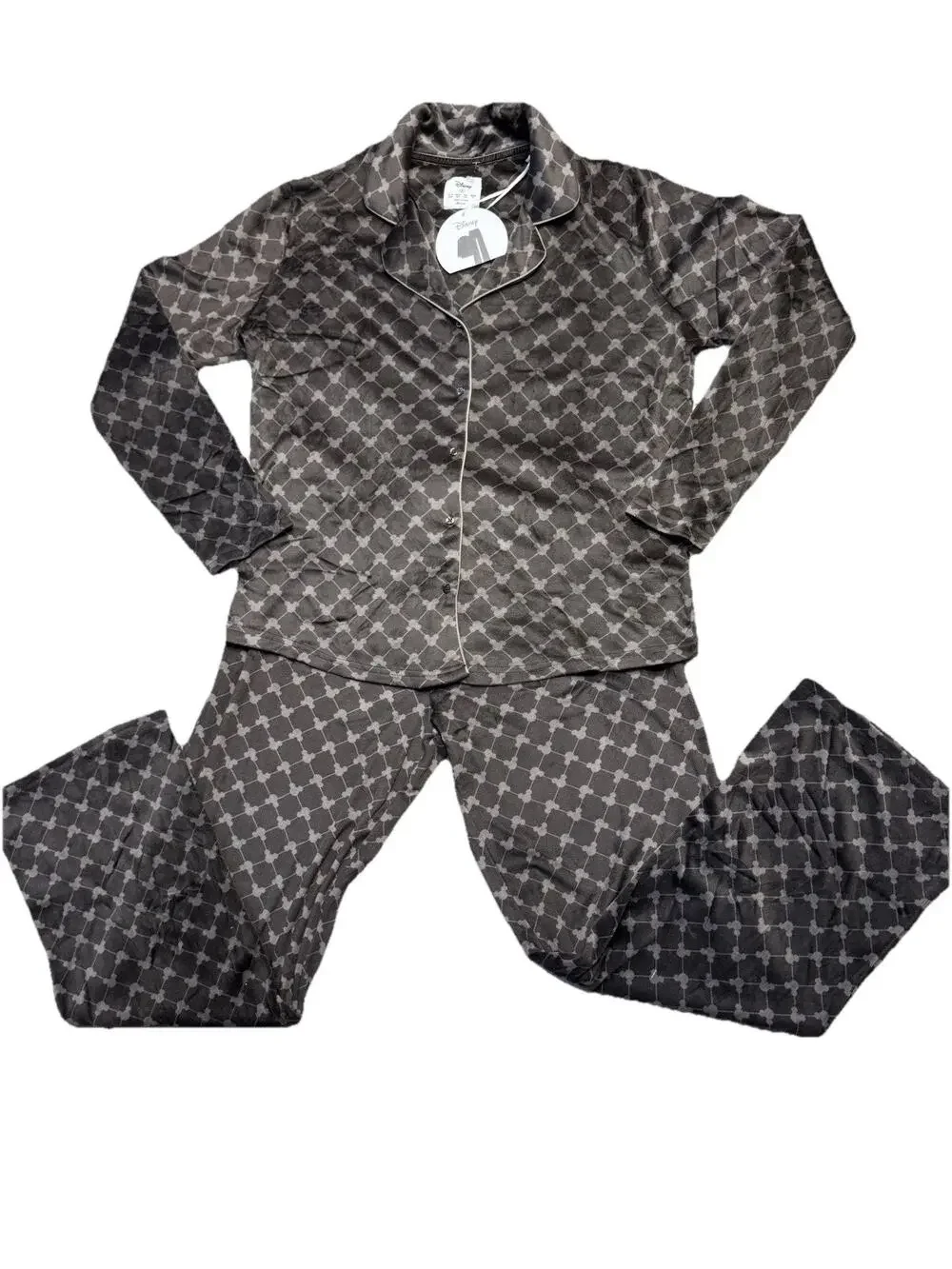 NWT Disney Mickey Chocolate Brown Velour Pajama Set Luxe Adult Small new Lounge